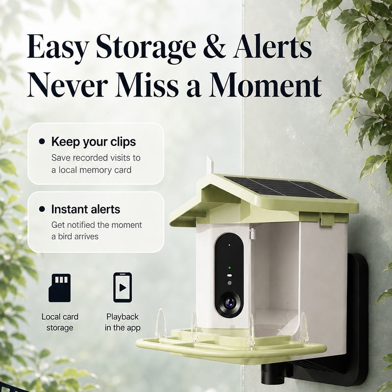 Bird Feeder Camera Wifi Smart Ai - Mangiatoia per Uccelli Solare con Telecamera,